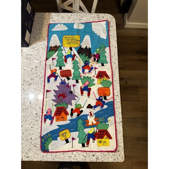 Vintage Handmade Peruvian Arpillera Folk Art 3D Applique Tapestry Wall Hanging - Picture 1 of 15